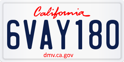CA license plate 6VAY180