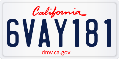CA license plate 6VAY181