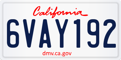 CA license plate 6VAY192