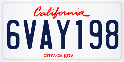 CA license plate 6VAY198