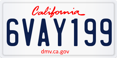 CA license plate 6VAY199