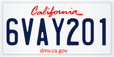 CA license plate 6VAY201