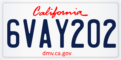 CA license plate 6VAY202
