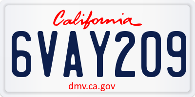 CA license plate 6VAY209