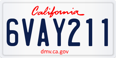 CA license plate 6VAY211