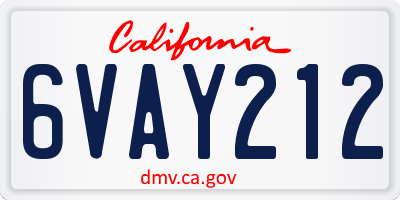 CA license plate 6VAY212