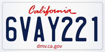 CA license plate 6VAY221