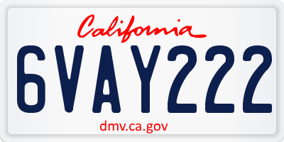 CA license plate 6VAY222