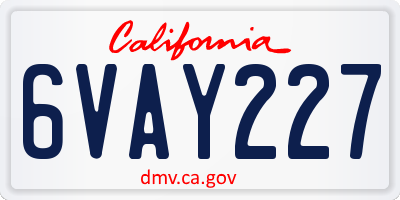CA license plate 6VAY227