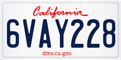 CA license plate 6VAY228