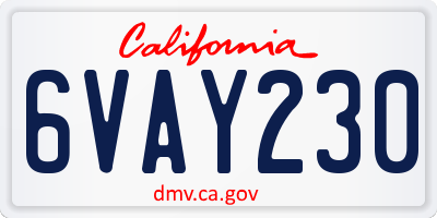 CA license plate 6VAY230