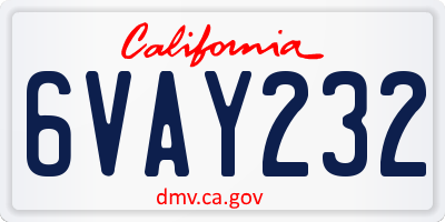 CA license plate 6VAY232