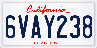 CA license plate 6VAY238