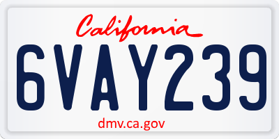 CA license plate 6VAY239