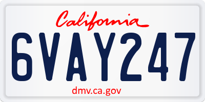 CA license plate 6VAY247