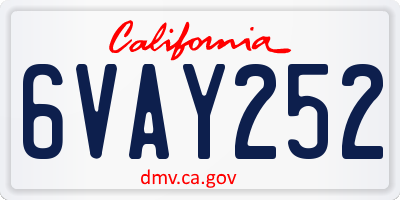CA license plate 6VAY252