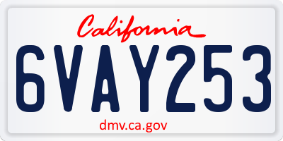 CA license plate 6VAY253