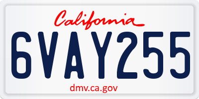 CA license plate 6VAY255
