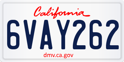 CA license plate 6VAY262