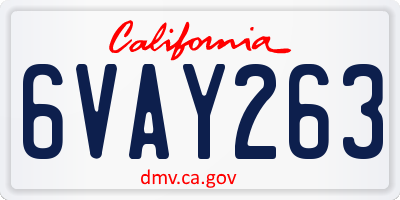CA license plate 6VAY263