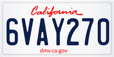 CA license plate 6VAY270