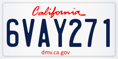 CA license plate 6VAY271