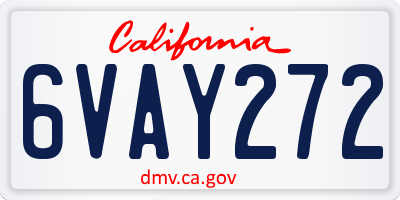 CA license plate 6VAY272