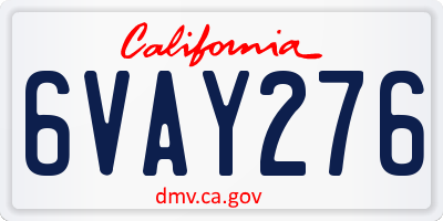 CA license plate 6VAY276
