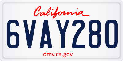 CA license plate 6VAY280
