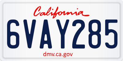 CA license plate 6VAY285