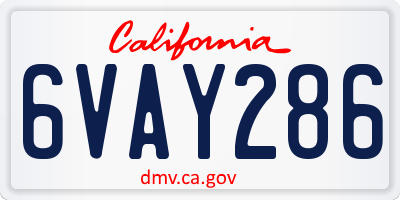CA license plate 6VAY286
