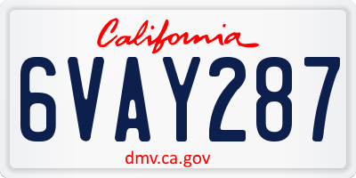 CA license plate 6VAY287