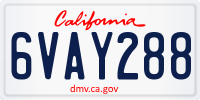 CA license plate 6VAY288