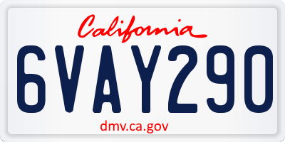 CA license plate 6VAY290
