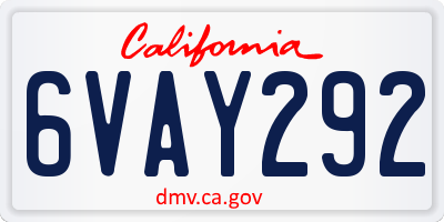 CA license plate 6VAY292