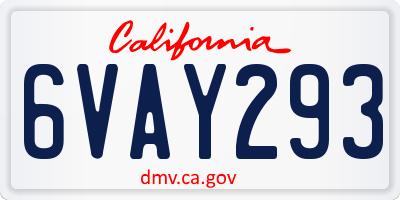 CA license plate 6VAY293