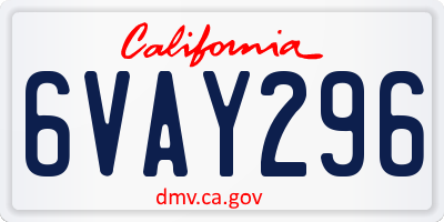 CA license plate 6VAY296