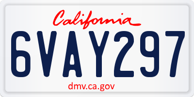 CA license plate 6VAY297