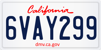 CA license plate 6VAY299