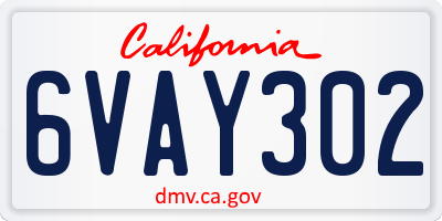 CA license plate 6VAY302