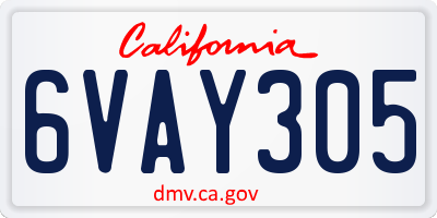 CA license plate 6VAY305