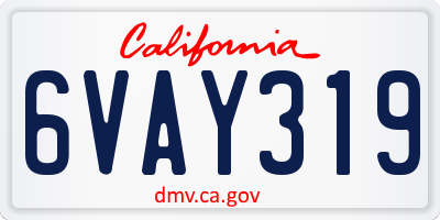CA license plate 6VAY319