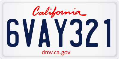 CA license plate 6VAY321