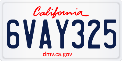 CA license plate 6VAY325