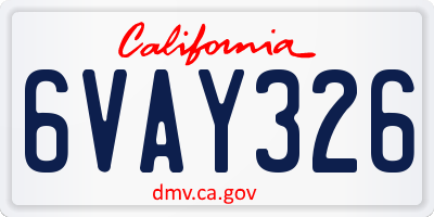 CA license plate 6VAY326