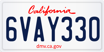 CA license plate 6VAY330