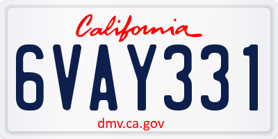 CA license plate 6VAY331