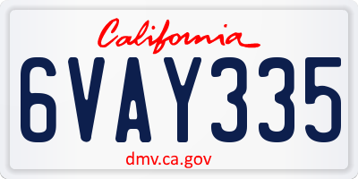 CA license plate 6VAY335