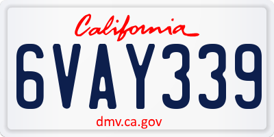 CA license plate 6VAY339