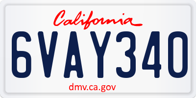 CA license plate 6VAY340
